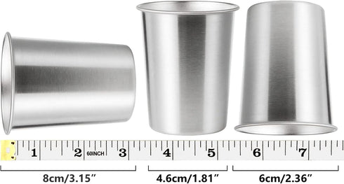 4Pack 6oz Small Stainless Steel Cups, BPA Free Healthy Metal Drinking Glasses for Kids (Silver, 170ml/6oz)
