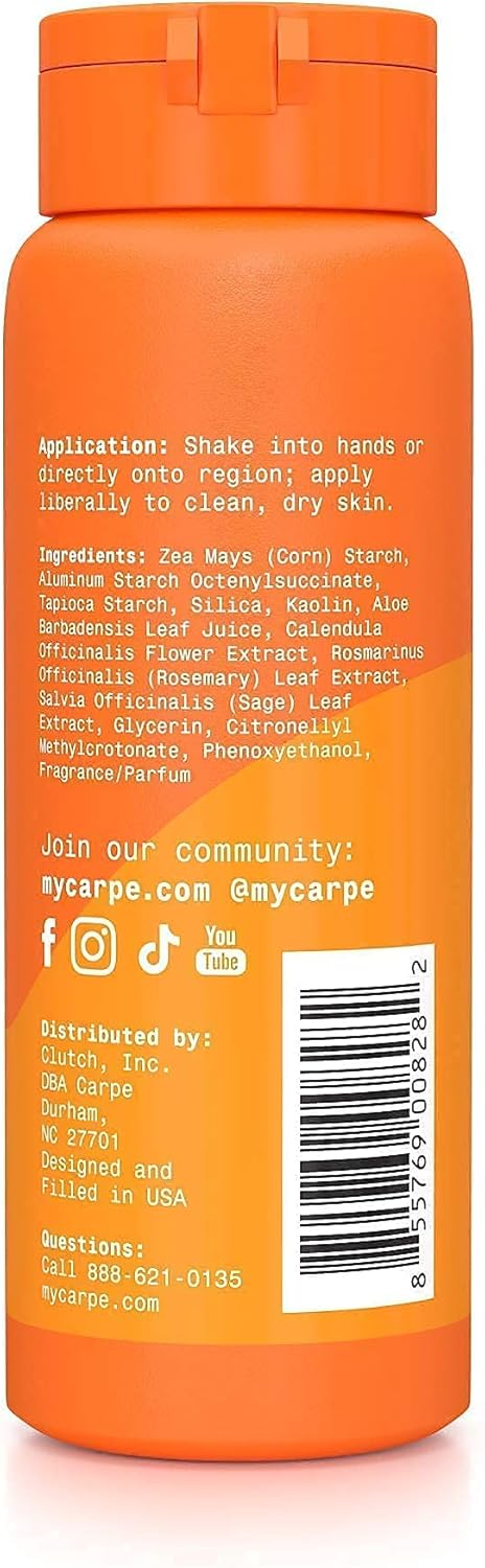 Talc-Free Body Powder for Women - Carpe Sweat Absorbing Formula in White Jasmine Scent