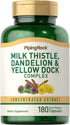 Piping Rock Milk Thistle, Dandelion & Yellow Dock | 180 Capsules | Concentrated Extract Complex, Non-GMO