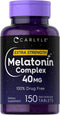 Carlyle Melatonin 40mg Complex, 150 Fast Dissolve Tablets, Extra Strength Support with Ashwagandha and Chamomile