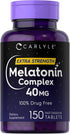 Carlyle Melatonin 40mg Complex, 150 Fast Dissolve Tablets, Extra Strength Support with Ashwagandha and Chamomile