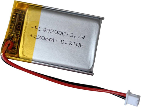 3.7v 402030 220mAh Lithium Polymer Replacement Battery for Bluetooth Headset, Watch, MP3 Player, Dash Cam and More