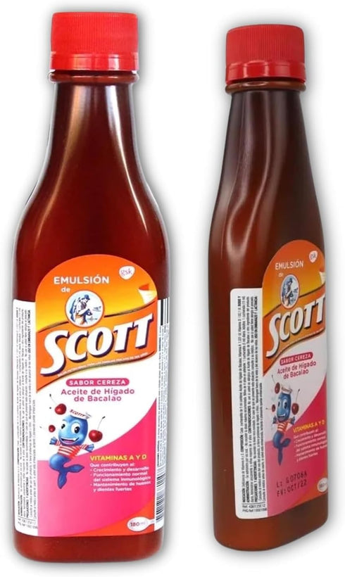 Yahve Pack 2 6.1 oz 180 ml Emulsion de Scott Aceite de hgado de bacalao sabor Cereza - de de fl - - Suplemento diettico