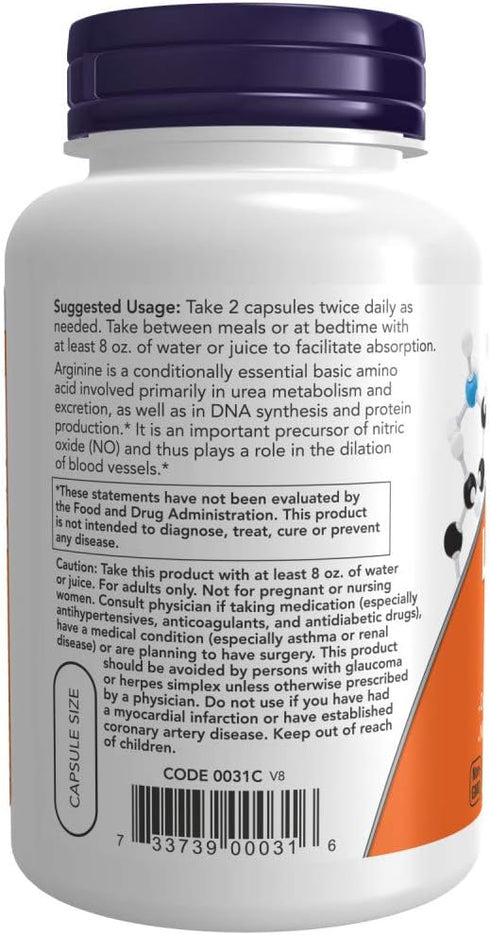 Now Foods L-Arginine 500 mg, 250 Caps