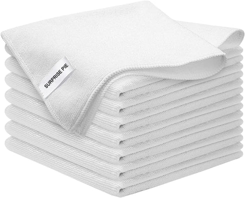 Microfiber Cleaning Cloth 8PK, High Absorbent, Lint-Free, Scratch-Free, 12"x12" Multi-Purpose Drying Towels for Home