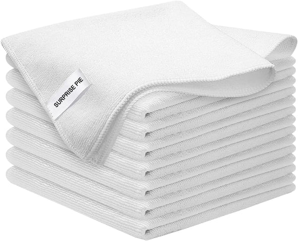 Microfiber Cleaning Cloth 8PK, High Absorbent, Lint-Free, Scratch-Free, 12"x12" Multi-Purpose Drying Towels for Home