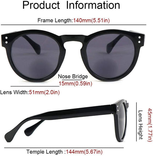 2 Pack Bifocal Reading Sunglasses for Women - Outdoor Reader Glasses in Vintage Round Shape