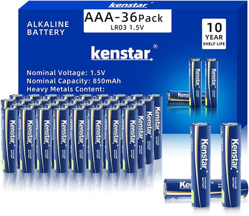 Kenstar AAA Batteries 36 Pack, High-Performance Alkaline Triple A Battery for Household and Office Devices