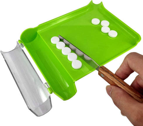 Medarchitect Right Hand Pill Counting Tray - Light Green with Spatula (Wood Handle)
