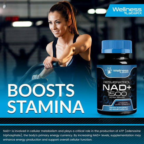 NAD Supplement 1500mg - Liposomal NAD+ with Resveratrol for Cellular Health, Stamina & Healthy Aging, USA Made