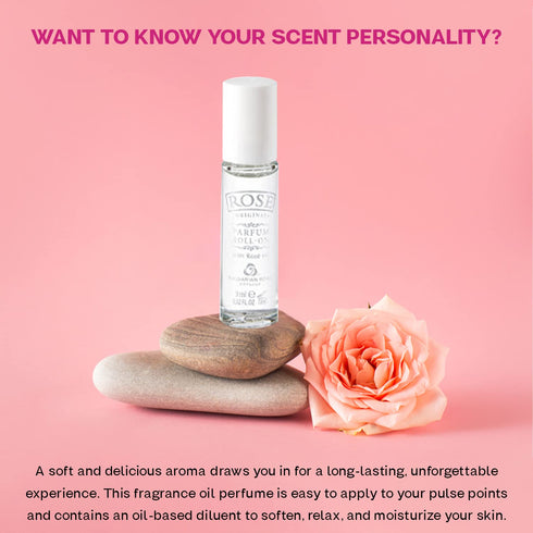 Bulgarian Rose Perfume Roll-On with Natural Rose Oil, Alcohol-Free Unisex Aromatic Fragrance, 9ml