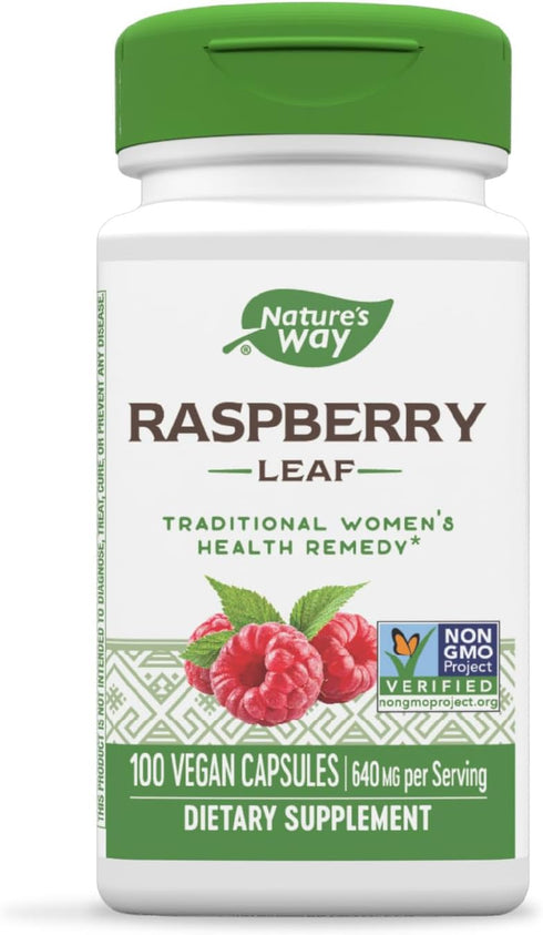 Nature's Way Raspberry Leaf, 640 mg per 2-Capsule Serving, Herbal Supplement for Women's Health, 100 Vegan Capsules