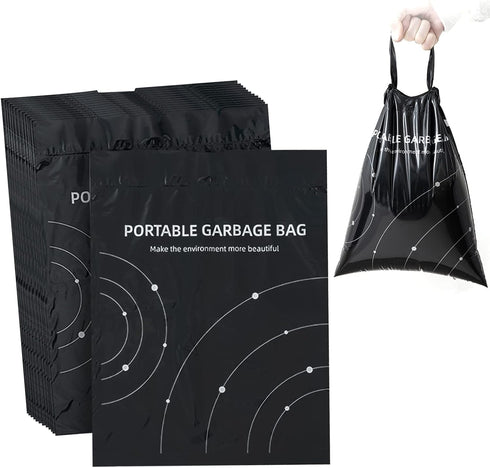 Disposable Trash Bags for Cars, 100 Pcs Vomit Bags, Portable Drawstring, Self Adhesive Cleaning Bags