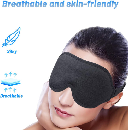 Sleep Eye Mask for Side Sleeper, 3D Contoured Cup Sleeping Mask for Men Women, Adjustable Strap Blackout Cover