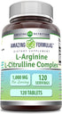Amazing Formulas L-Arginine/L-Citrulline Complex 1000mg, 120 Tablets Supplement, Non-GMO, Gluten Free