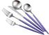 Gugrida Luxury Flatware, Royal 5 Piece Matte Purple Handle 18/10 Stainless Steel Tableware Set for 1, Camping Utensils