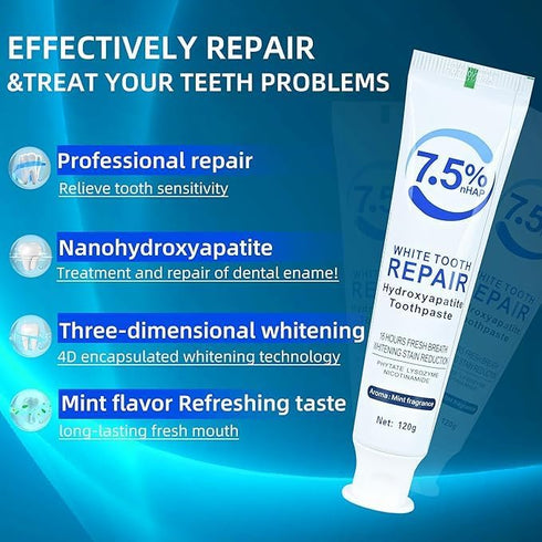 waiwekon 2 Pack Toothpastes,7.5% (2) Toothpaste for Enamel Protection and Tooth Strengthening, Gentle Mint, Fresh