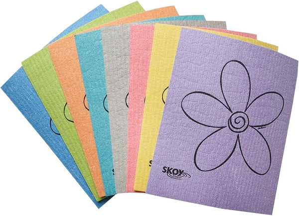 Skoy Cloth, 8-Pack Reusable Cleaning Dishcloths for Kitchen, Assorted Colors, Planet-Friendly