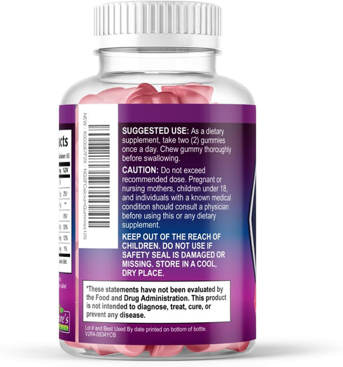 Gummies Gummy D3 Immune 120 Gummies Calcium Supplement - Sugar Free Calcium with Vitamin for Best Absorption - Supports