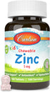 Carlson Kid's Chewable Zinc, 5 mg, Natural Mixed Berry Flavor, 160 Tablets for Health Support