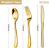 Goodluck 150 Gold Plastic Silverware Set, Disposable Plastic Cutlery of 50 Gold Forks, 50 Gold Spoons, 50 Gold Knives