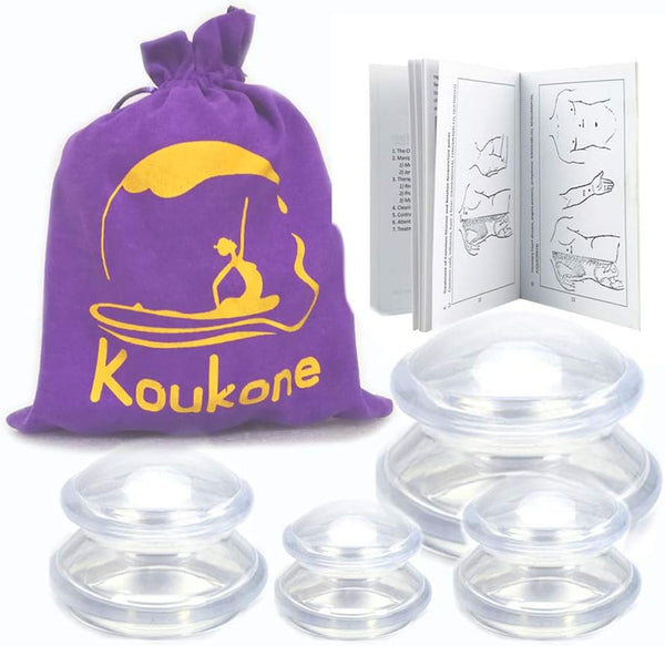 Koukone Professionals Silicone Cupping Therapy Sets 4pcs Massage Cups Vacuum Cupping Cups Massage