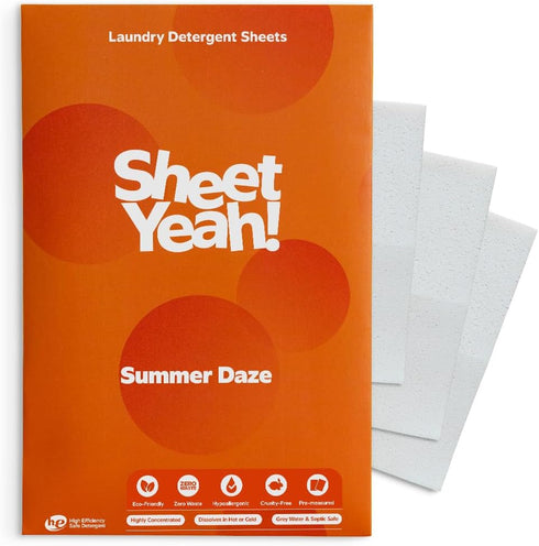 Laundry Detergent Sheets, 20 Sheets (40 Standard Loads) - Eco-Friendly, Hypoallergenic, Gentle on Skin, Summer Daze