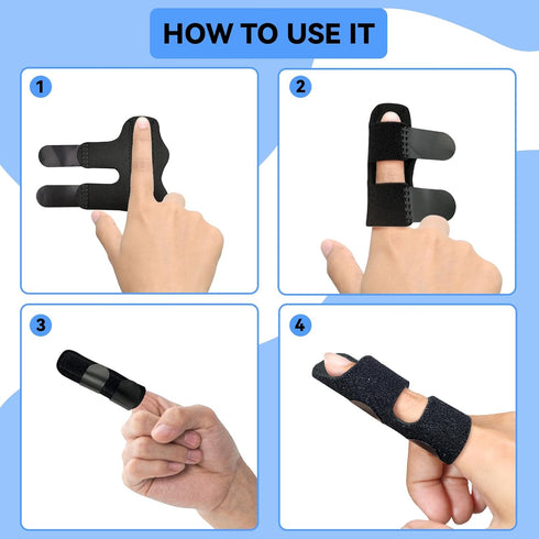 Finger Splint, Universal Trigger Finger Brace for Broken/Arthritis Pain Relief, 4 Pack, Black