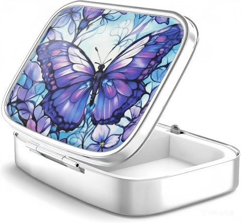 WATASAA WATASSA Pill Box with Animal Style Mirror All-in-One 2-Compartment Portable Medicine Organizer,