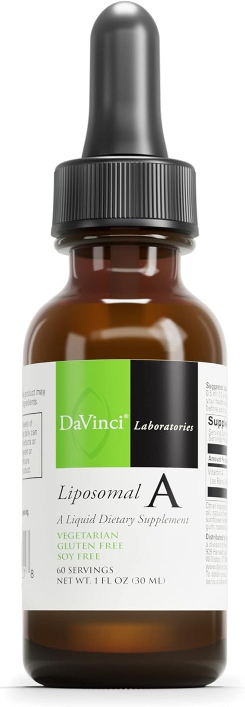 DAVINCI Labs Liposomal A, 30 ml | Liquid Vitamin A Supplement for Bone, Skin, Gut, Vision & Immune Health