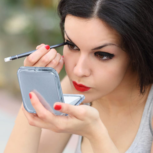 MIRRORVANA 10X Magnifying Makeup Mirror - Mini, 10X/1X Double Sided, Portable Handheld Compact Mirror for Women's Makeup