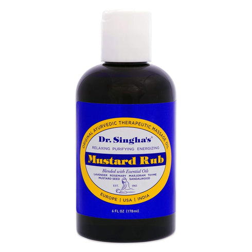 Dr. Singha's Mustard Rub, Original Ayurvedic Massage Oil, Relaxing, Purifying, Energizing, 6 oz, Made in USA