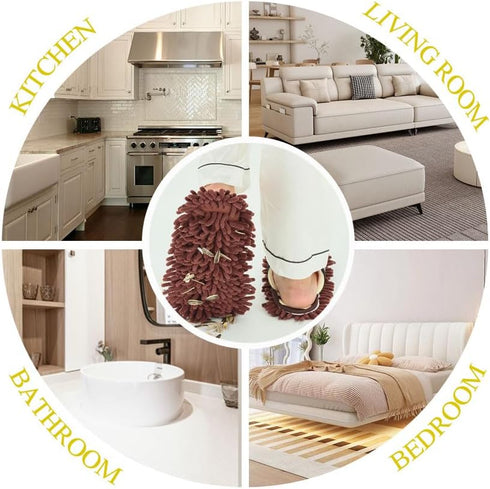 Unisex Microfiber Slippers, Floor Cleaning Mop for Men and Women, House Dusting Tool