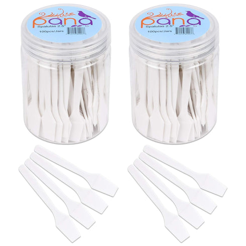 PANA 200 Pieces of White Color Cosmetic Make Up Disposable Plastic Spatulas - 2.5" for Skin Care Facial Cream Mask