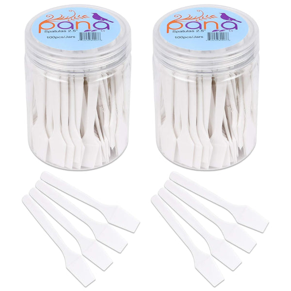 PANA 200 Pieces of White Color Cosmetic Make Up Disposable Plastic Spatulas - 2.5" for Skin Care Facial Cream Mask