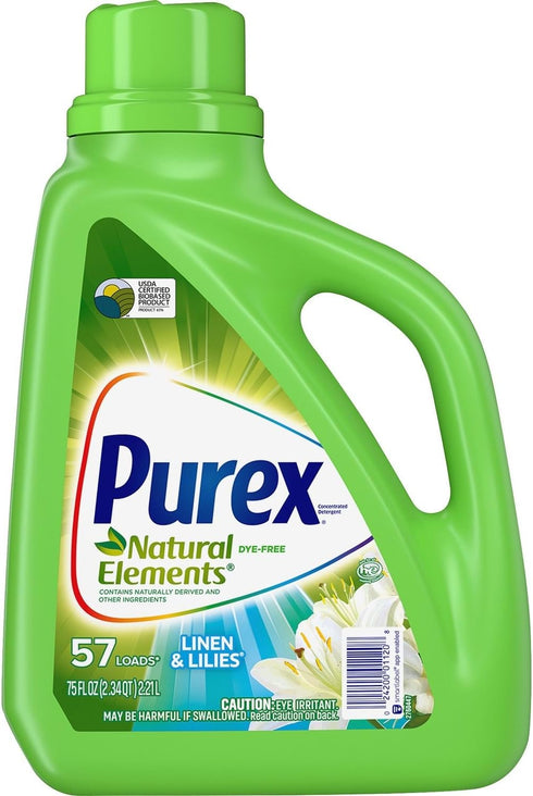 Purex Liquid Laundry Detergent, 75 Fl Oz | Natural Elements Linen & Lilies, 57 Loads