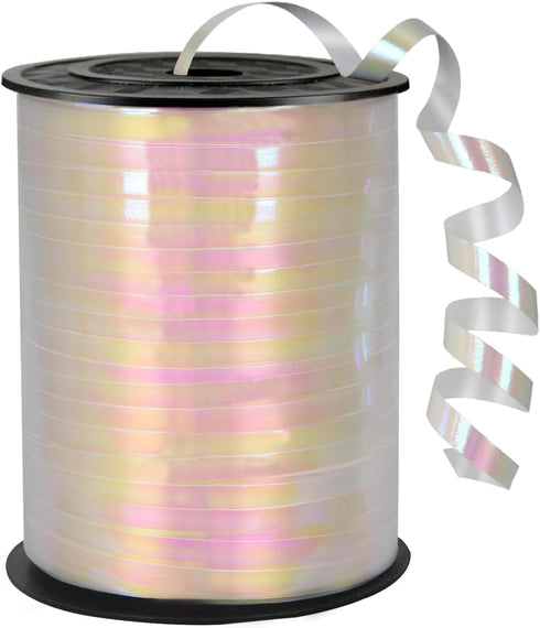 Iridescent White Ribbon 500 Yard, 5mm Curling Ribbon for Wrapping, Balloon String, Party Craft Decoration &