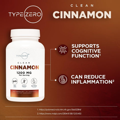 Type Zero Ceylon Cinnamon Capsules (1200mg | 120 Capsules) - Organic, Non-GMO, Gluten Free