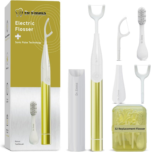 Electric Vibration Flosser - Power Flosser for Adults, Reusable Teeth Cleaner with Toothbrush, Water Flosser