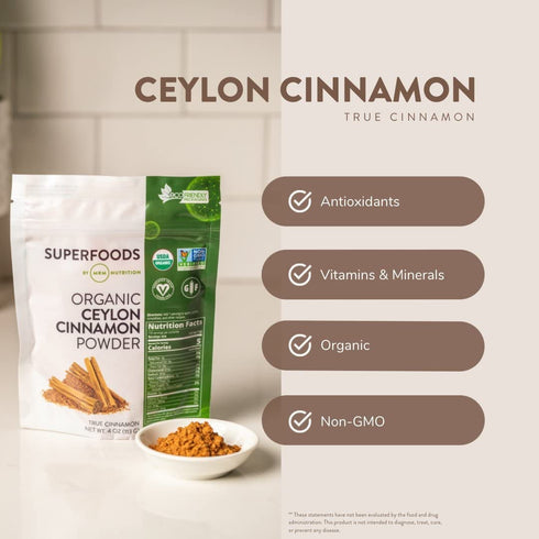 MRM Nutrition Organic Ceylon Cinnamon Powder, Superfoods, Vegan + Gluten-free, 113 servings
