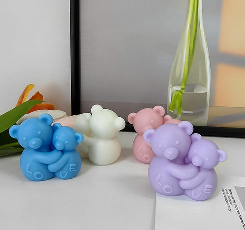 T-shin Candle,100G Hugging Bears Aroma Healing Cute Bear Family Mother Love Decorative Scented Candle for Table Photo