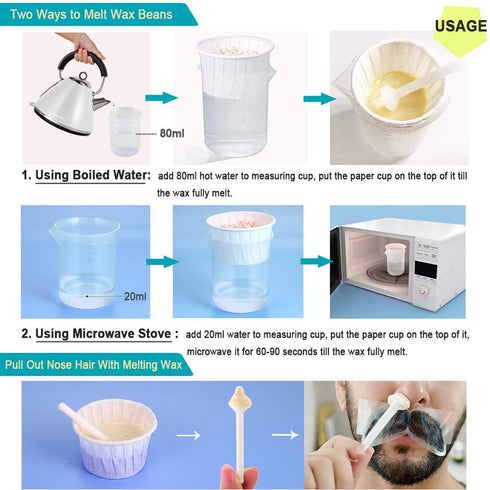 Oakeer Nose Wax Kit - 40 Sticks Hair Remover for Men & Women with 20 Paper Cups & 100g Wax