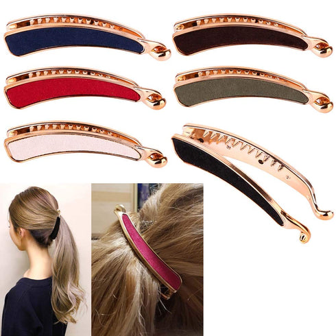 Luckycivia 6 PACK Women Classic Banana Hair Clips, Retro Ponytail Holder Grips for Women and Girls