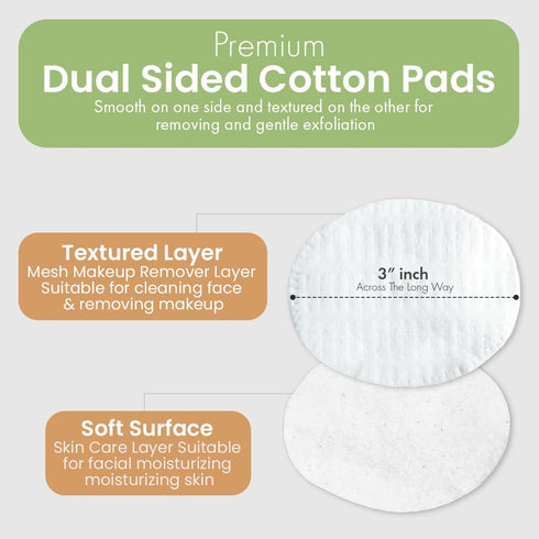 Intrinsics Premium Cotton Ovals (50 Count) – 3” Medium-High Absorbency Lint-Free Cotton Pads for Makeup