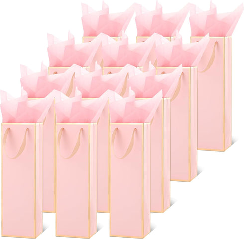 Zonon 12 Pcs Wine Gift Bag with Handles and Tissue Paper 4 x
