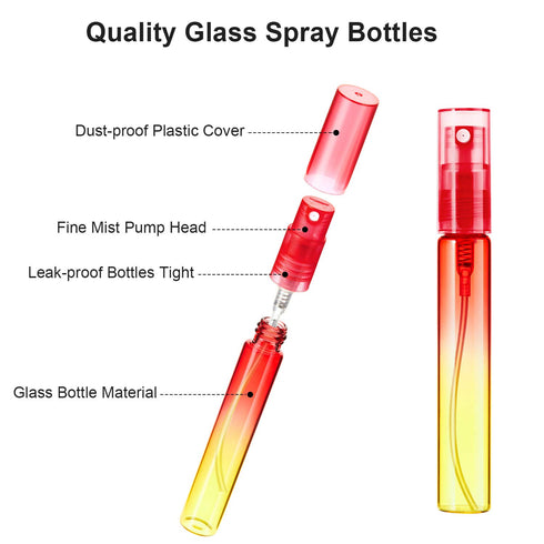 Patelai 18 Pieces Mini Perfume Spray Bottles, 8 ml Atomizer Portable Travel Mister in Colorful Glass