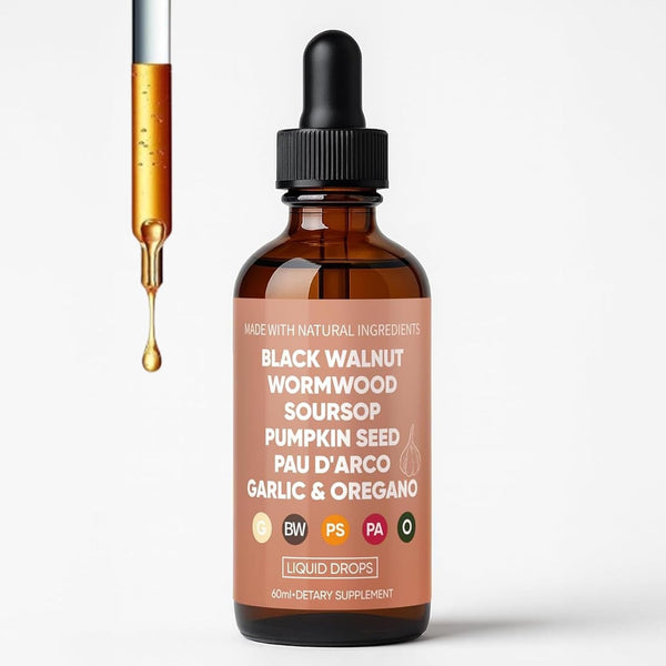 WOVOEO Black Walnut Wormwood & Clove Drops with Soursop,Garlic,Pumpkin Seed,PAU D'Arco,Oil of Oregano,