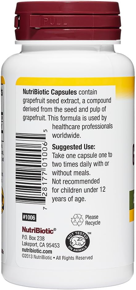 NutriBiotic Grapefruit Seed Extract Capsules - 250 mg, 60 Count Maximum Strength