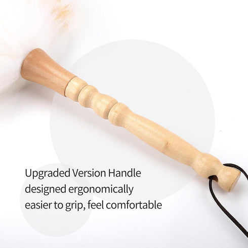 Lambswool Duster, 19.6 inches Long, Solid Wooden Handle, Flexible Head, Natural Feathers for Cleaning Wall, Desk