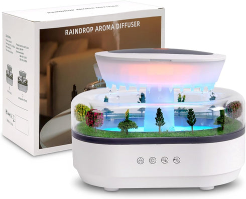 Pmxoaink 250ml 7 Essential Oil Flame Diffuser - Aromatherapy Humidifier with Colour Mood Light, Water Drip Feature